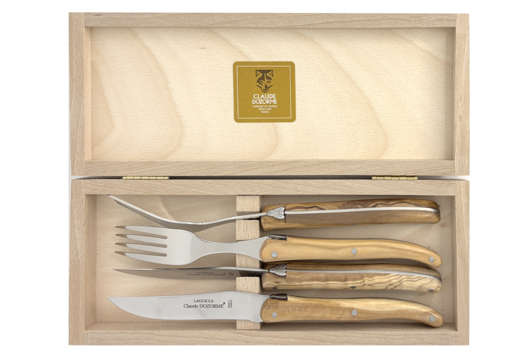 Coffret 4 pièces (2 couteaux et 2 fourchettes) – Laguiole Plein Manche