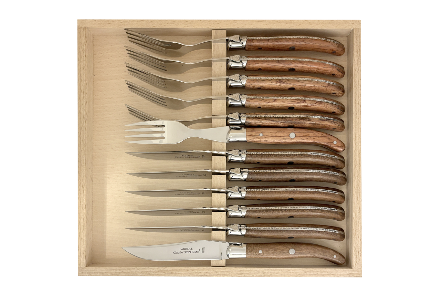 Coffret 12 pièces (6 couteaux et 6 fourchettes) – Laguiole Mitre Inox