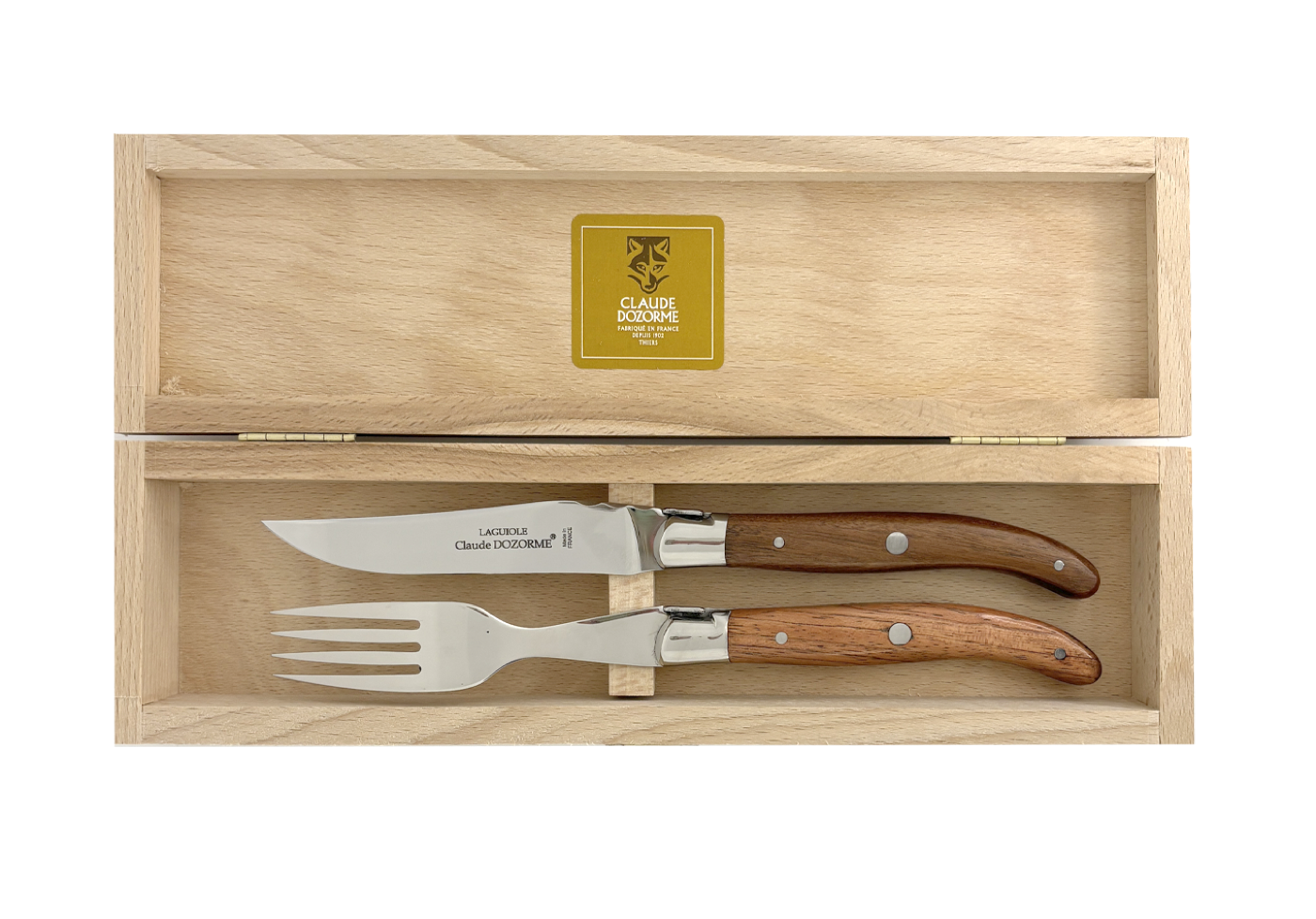 Coffret 2 pièces (1 couteau et 1 fourchette) – Laguiole Mitre Inox