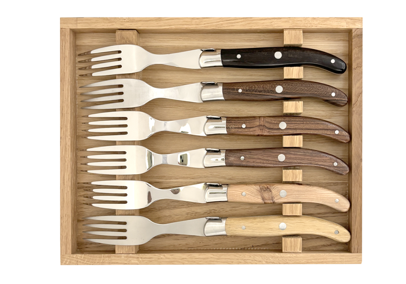 Coffret chêne 6 fourchettes – Laguiole Mitre Inox