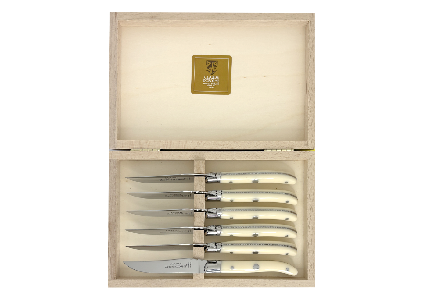 Box of 6 dessert knives – Laguiole stainless bolster